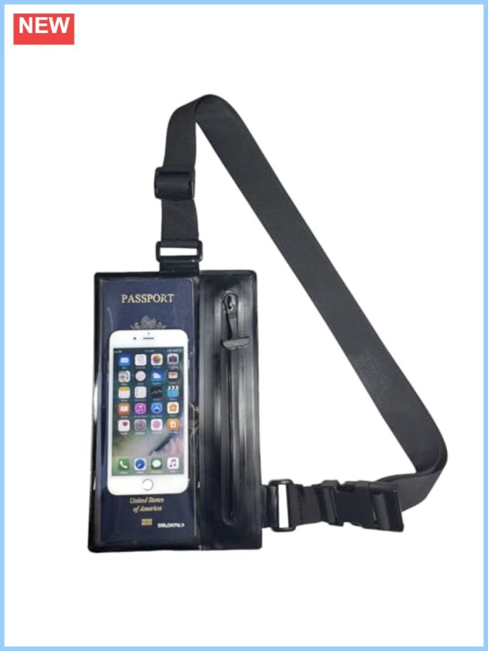Waterproof Sling Bag Crossbody Passport Phone Touch Window Adjustable Strap